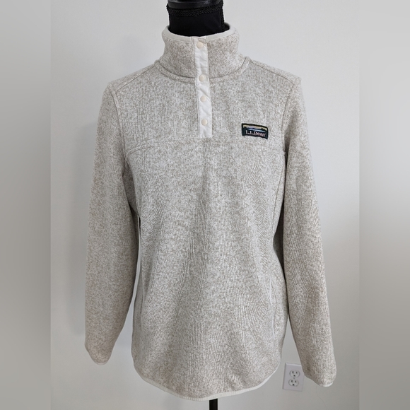 Women's LL Bean Sweater Fleece Pullover Medium Sailcloth - Picture 1 of 9